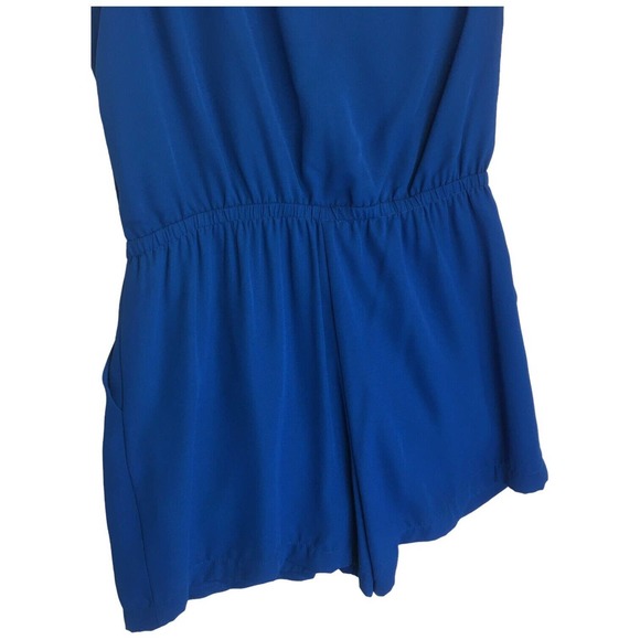 Naked Zebra Womens Medium Romper One Shoulder Dressy Shorts Pockets Blue - Picture 10 of 12